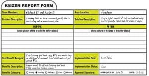 This kaizen form is a structured approach to standardizing and cementing the gains made by kaizen activities.
